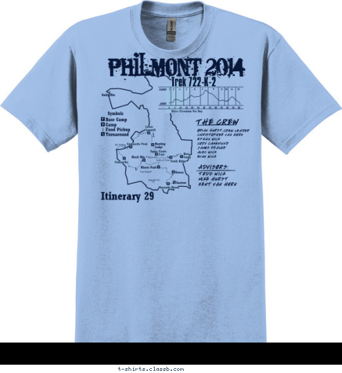 TROOP 232/143 BLAIR, NE PHILMONT 2014 Trek 722-K-2 THE CREW BRIAN HURST,
CHRISTOPHER VAN HORN
ETHAN WICK
CODY CAMENZIND
JAMES FRAZER
ALEC WICK
EVAN WICK CREW LEADER ADVISORS: TODD WICK
MIKE HURST
KENT VAN HORN Itinerary 29 T-shirt Design 