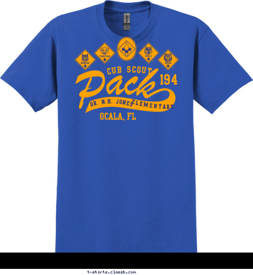 OCALA, FL ELEMENTARY DR. N.H. JONES  194 CUB SCOUT T-shirt Design 