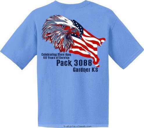 Where the Trails Divide Pack 3088 Gardner KS 38 49'N 94 57'W PACK 3088 Celebrating More than
60 Years of Service T-shirt Design 