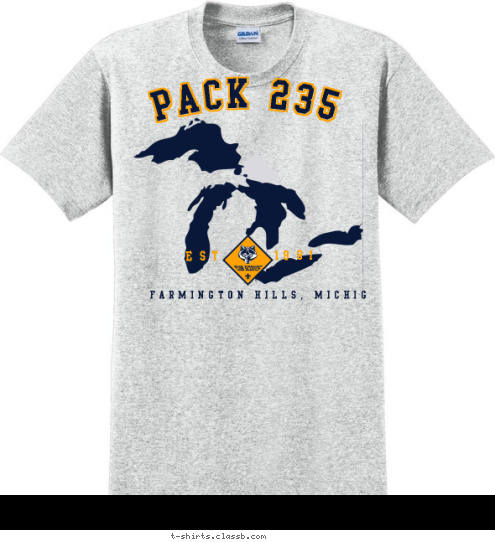 PACK 235 FARMINGTON HILLS, MICHIGAN 1981 EST. T-shirt Design 