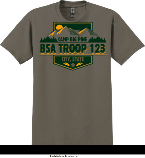 CITY, STATE CAMP BIG PINE BSA TROOP 123 T-shirt Design SP5257