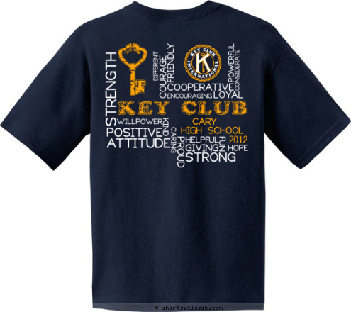 2012 HIGH SCHOOL CARY KEY CLUB T-shirt Design 