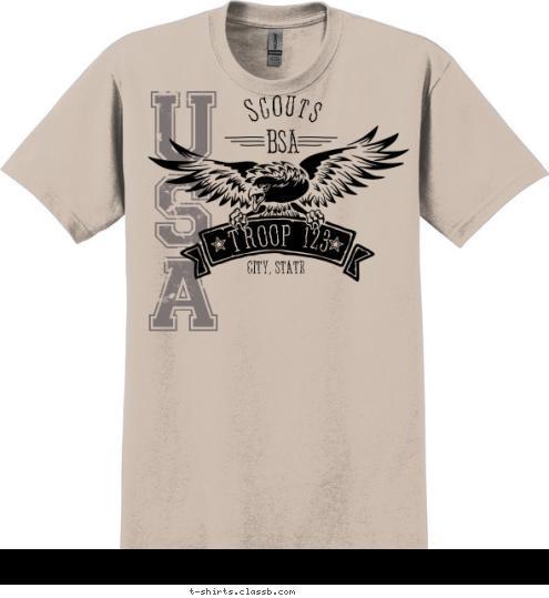 Of Boy Scouts America TROOP 123 CITY, STATE A S U T-shirt Design SP5252