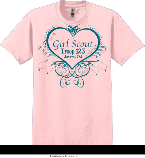 Anytown, USA Troop 123 Girl Scout T-shirt Design 