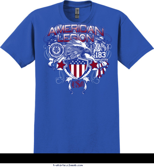 POST 1234
 AMERICAN LEGION
 Bartlett, TX 183 USA T-shirt Design 