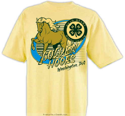 HOOFS GOLDEN  HANDS HEALTH HEAD HEART Washington, PA T-shirt Design 