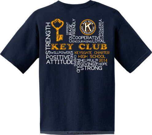 2014 HIGH SCHOOL KEYSGATE CHARTER KEY CLUB T-shirt Design 