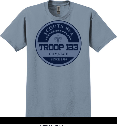 SINCE 1980 CITY, STATE TROOP 123 BOY SCOUTS OF AMERICA T-shirt Design SP5379