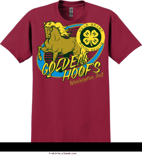 HOOF'S  GOLDEN HANDS HEALTH HEAD HEART Washington, PA T-shirt Design 