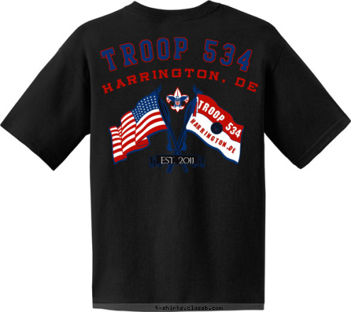 TROOP 534 TROOP 534 HARRINGTON, DE HARRINGTON, DE EST. 2011 DE HARRINGTON, TROOP 534 T-shirt Design 