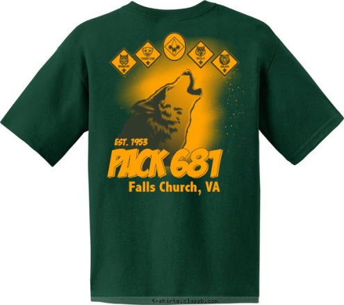 Est. 1953 Falls Church, VA PACK 681 T-shirt Design 