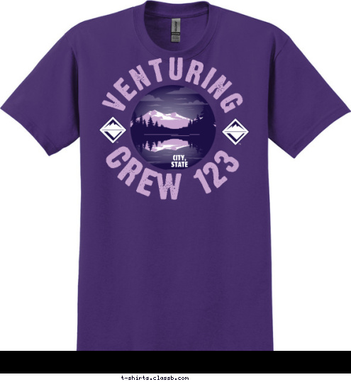 20 15 CREW 123 CITY,
STATE VENTURING T-shirt Design SP5477