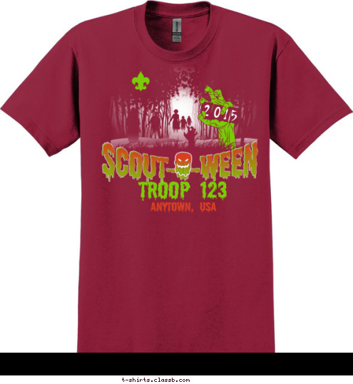 5 BOY SCOUTS OF AMERICA SCOUT-O-WEEN SCOUT-O-WEEN TROOP 123 ANYTOWN, USA T-shirt Design SP5405