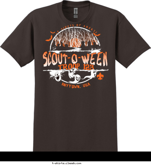 Your text here! - - boy scouts of america ANYTOWN, USA SCOUT-O-WEEN SCOUT-O-WEEN troop 123 T-shirt Design SP5406