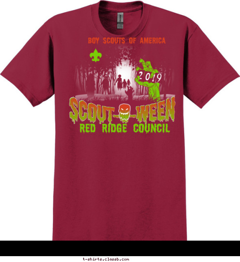 ANYTOWN, USA 5 BOY SCOUTS OF AMERICA SCOUT-O-WEEN SCOUT-O-WEEN RED RIDGE COUNCIL T-shirt Design SP5409