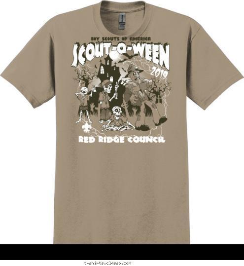 New Text TROOP 123 2014 RED RIDGE COUNCIL BOY SCOUTS OF AMERICA SCOUT-O-WEEN SCOUT-O-WEEN T-shirt Design SP5412
