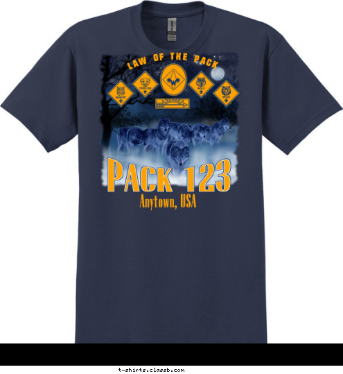 LAW OF THE PACK Anytown, USA PACK 123 T-shirt Design 