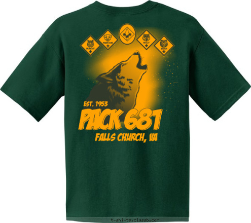 Est. 1953 Falls Church, VA PACK 681 T-shirt Design 