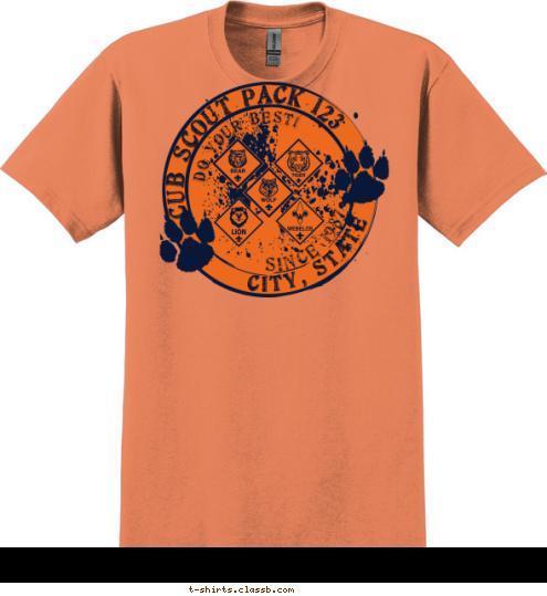 CITY, STATE  SINCE 1987 DO YOUR BEST! CUB SCOUT PACK 123 T-shirt Design SP5575