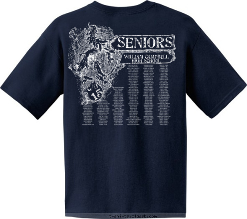 WCHS c/o
 2015 SENIORS 15 WILLIAM CAMPBELL
HIGH SCHOOL CLASS OF SENIORS T-shirt Design 