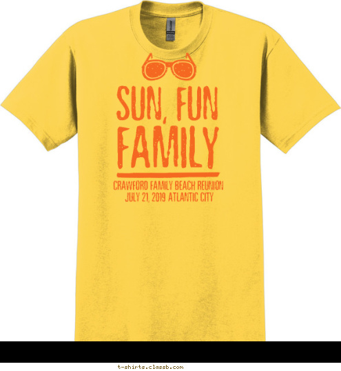 JULY 21, 2015 ATLANTIC CITY CRAWFORD FAMILY BEACH REUNION FAMILY SUN, FUN T-shirt Design SP5592