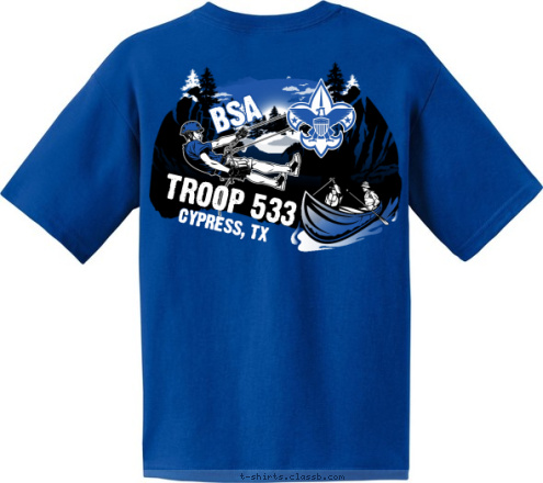 BOY SCOUTS OF AMERICA PREPARED. FOR. LIFE. CYPRESS, TX BSA Cypress, TX TROOP 533 TROOP 533 T-shirt Design 