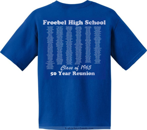 New Text Class of 1965 BLUE DEVILS Class of 1965 50 Year Reunion Froebel High School T-shirt Design 