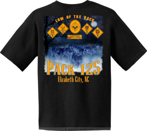Elizabeth City, NC Cub Scout Pack 125 LAW OF THE PACK Elizabeth City, NC PACK 125 T-shirt Design 