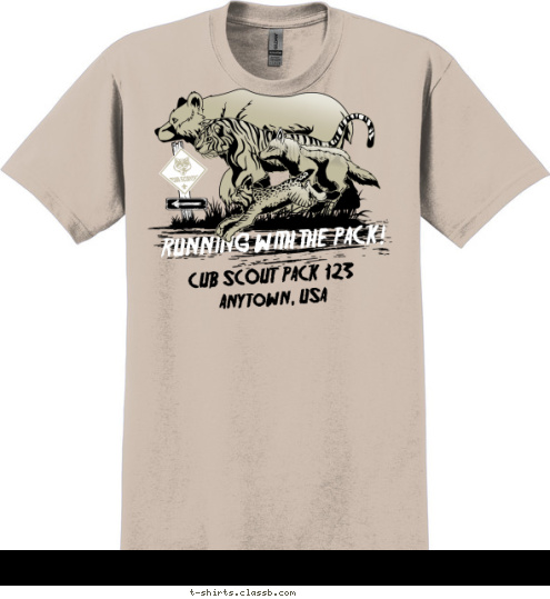 CUB SCOUT  PACK  123 Anytown, USA RUNNING WITH THE PACK! T-shirt Design 