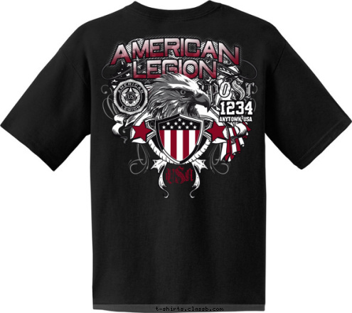 ANYTOWN, USA AMERICAN LEGION
 1234 POST 1234
 USA T-shirt Design 