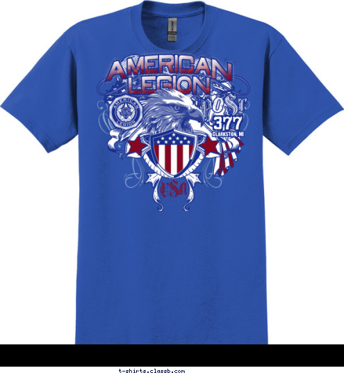 POST 1234
 AMERICAN LEGION
 Clarkston, MI 377 USA T-shirt Design 