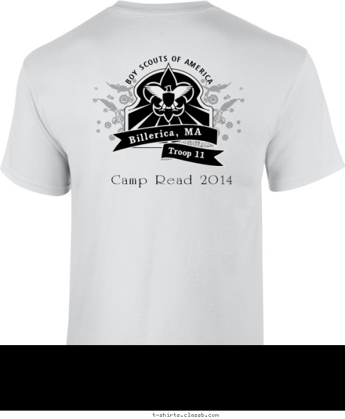 New Text Billerica, MA Troop 11 Camp Read 2014 BOY SCOUTS OF AMERICA Troop 677 T-shirt Design 