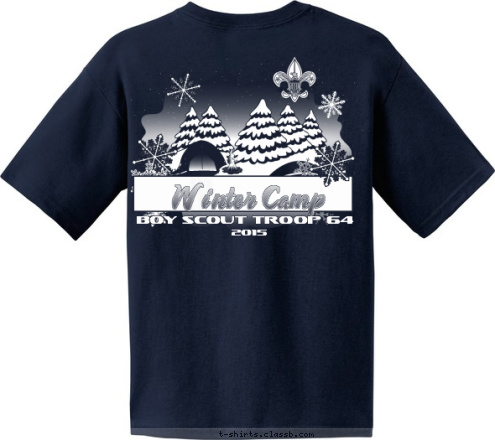 New Text LEXINGTON, MS 2015 TROOP 64 BOY SCOUT TROOP 64 Winter Camp T-shirt Design 