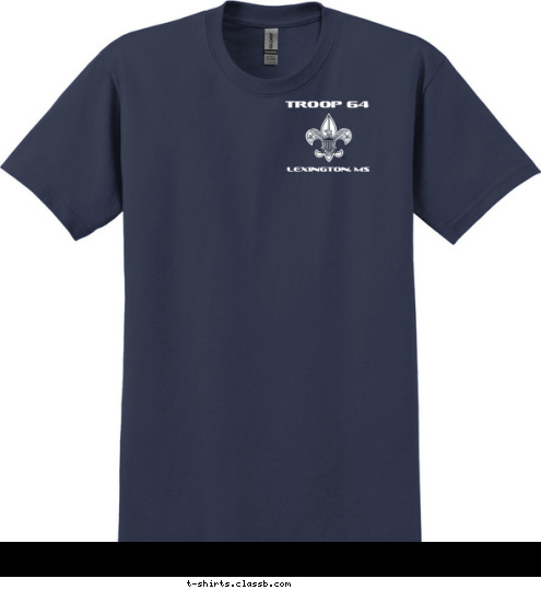 New Text LEXINGTON, MS 2015 TROOP 64 BOY SCOUT TROOP 64 Winter Camp T-shirt Design 