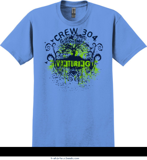 As a ventured, I promise to learn and grow knowledge of the outdoors and connect with my community. New Text CREW 304 Granby, MA T-shirt Design 