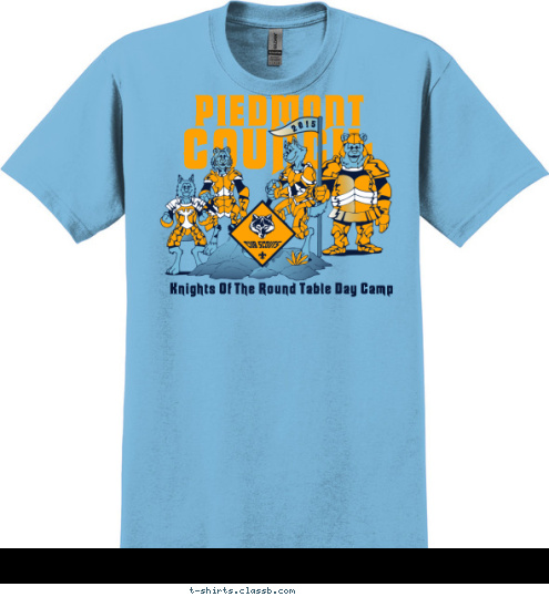 Pack 123 Anytown, USA 2015 COUNCIL PIEDMONT Knights Of The Round Table Day Camp T-shirt Design 