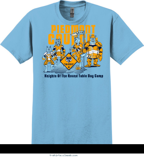 Pack 123 Anytown, USA 2015 COUNCIL PIEDMONT Knights Of The Round Table Day Camp T-shirt Design 