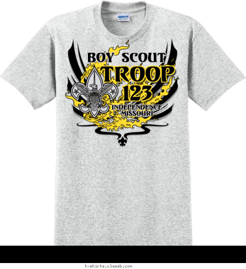 Independence
Missouri
 TROOP
123 Boy Scout T-shirt Design 