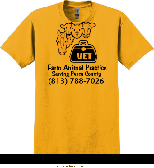 VET (813) 788-7026 Serving Pasco County Farm Animal Practice T-shirt Design sp651