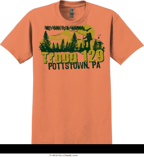 BOY SCOUTS OF AMERICA BOY SCOUTS OF AMERICA POTTSTOWN, PA Troop 129 T-shirt Design 