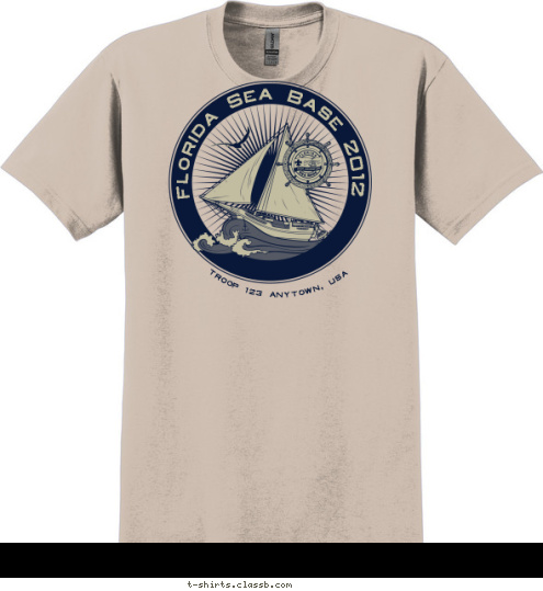 TROOP 123 ANYTOWN, USA Florida Sea Base 2012 T-shirt Design 